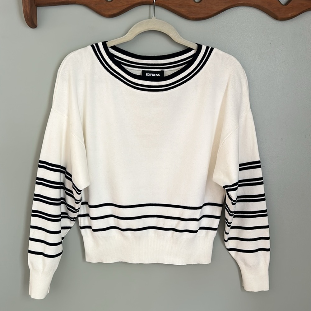 Express Cream Striped Sweater XXS
